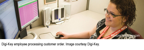 Digi-Key employee processing customer order.