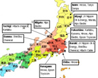 Map with Japanese electronics companies